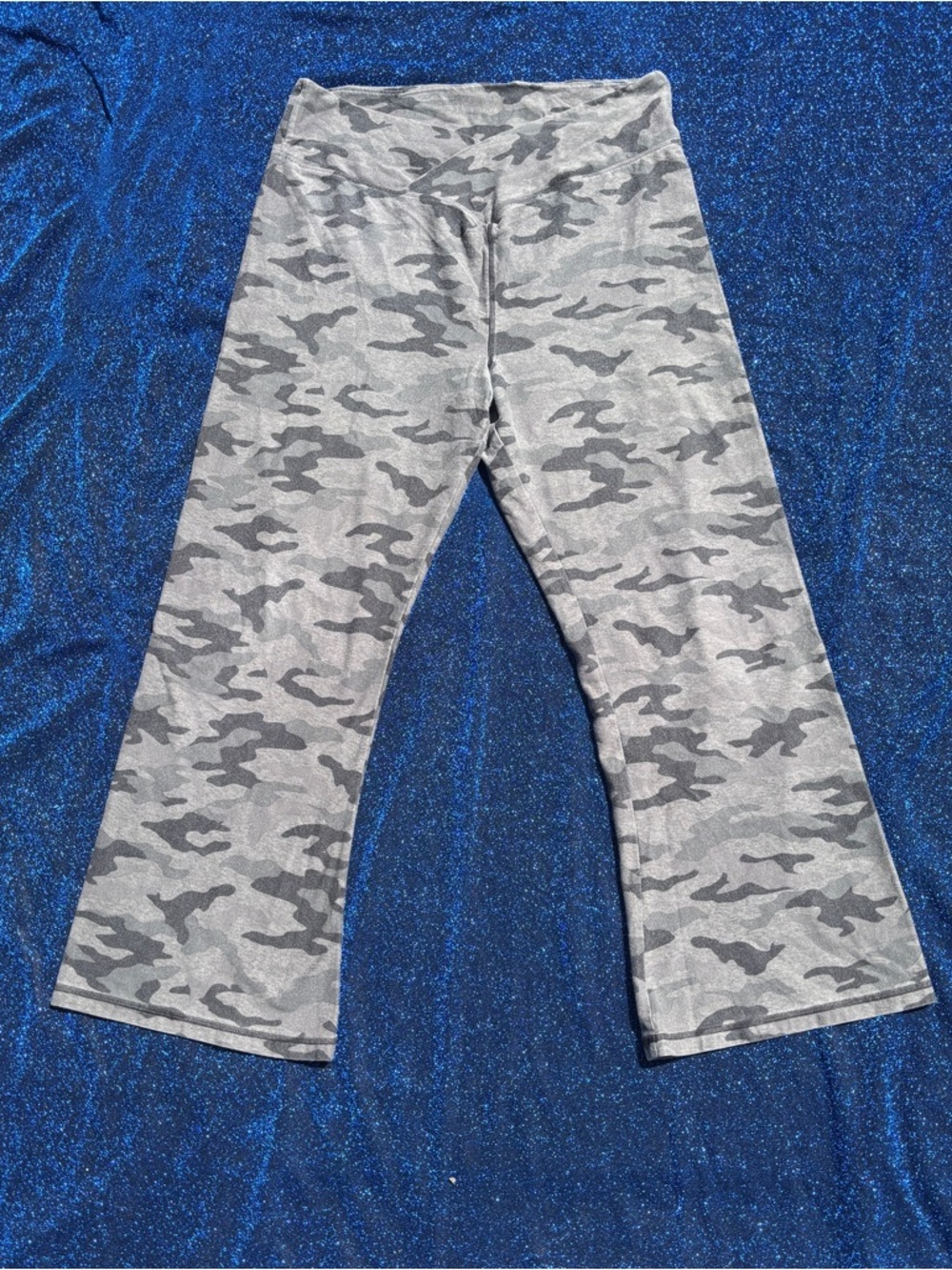 PINK Gray Camo Flare Leggings